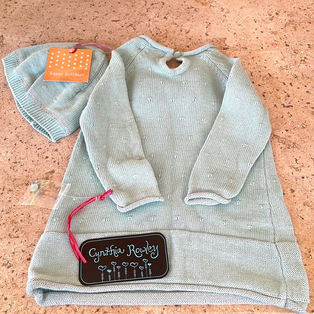 NWT Cynthia Rowley sweater and matching hat set size 3-6 months